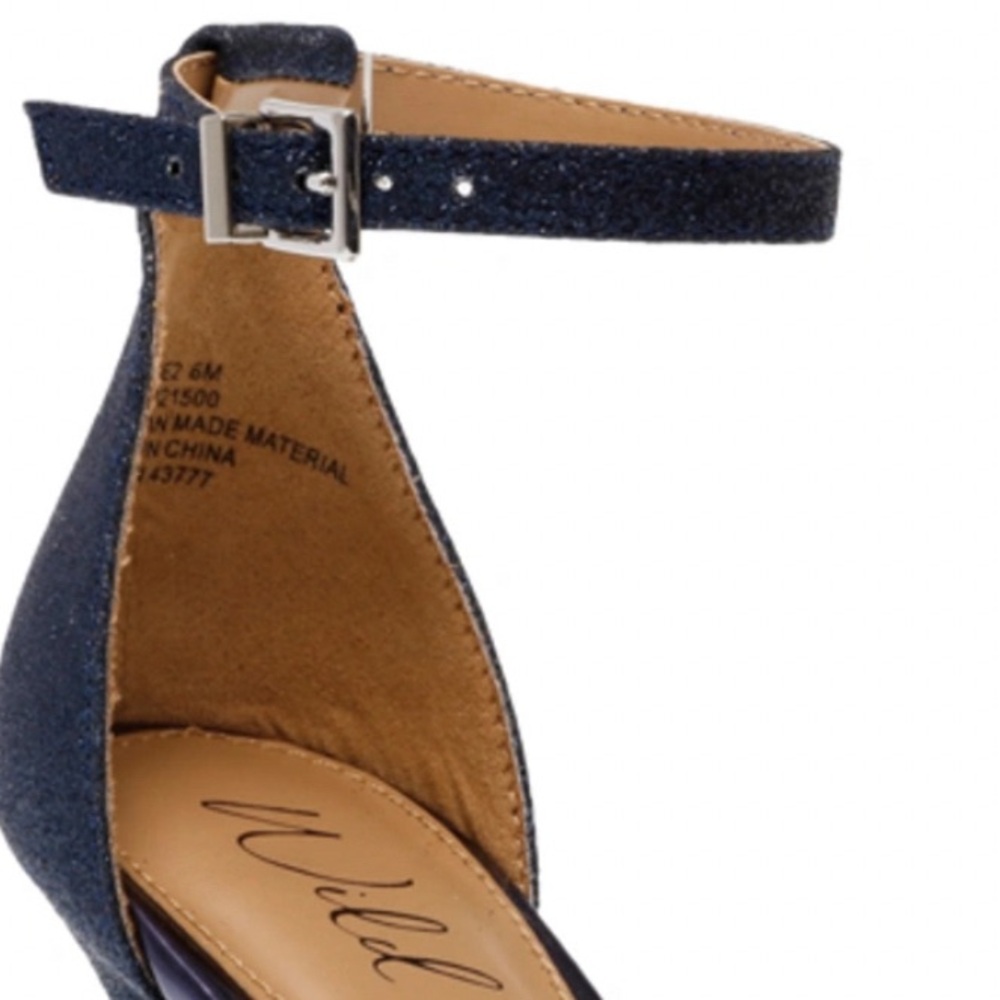 NIB [Wild Pair] Bethie Navy Ankle Strap Slip Resistant Stilettos Womens 7.5 or 9 - Picture 5 of 12